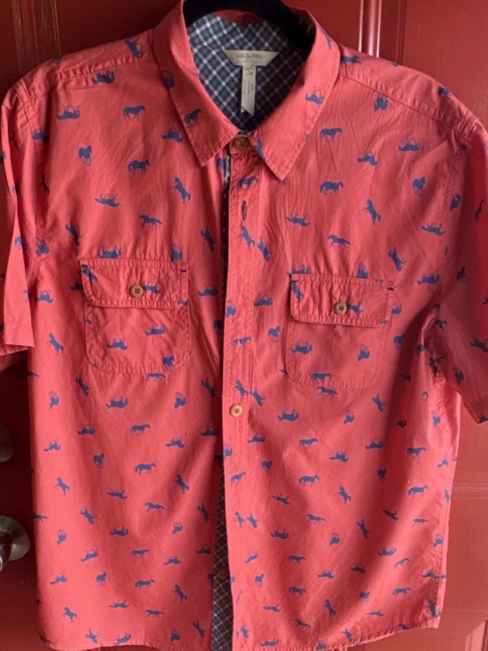 Matilda Jane Joanna Gaines Men’s Short-Sleeve Button Up Shirt Horse Print Size L - Picture 3 of 7